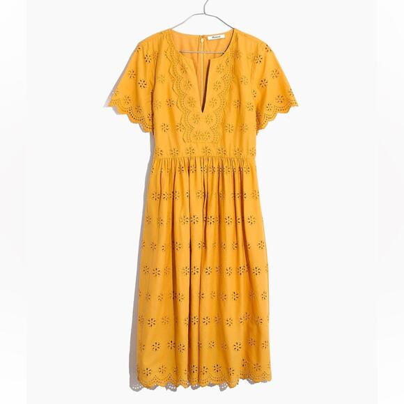 Madewell $150 2023 Scalloped Eyelet Midi Dress sz 0 Sold Out - Picture 6 of 16